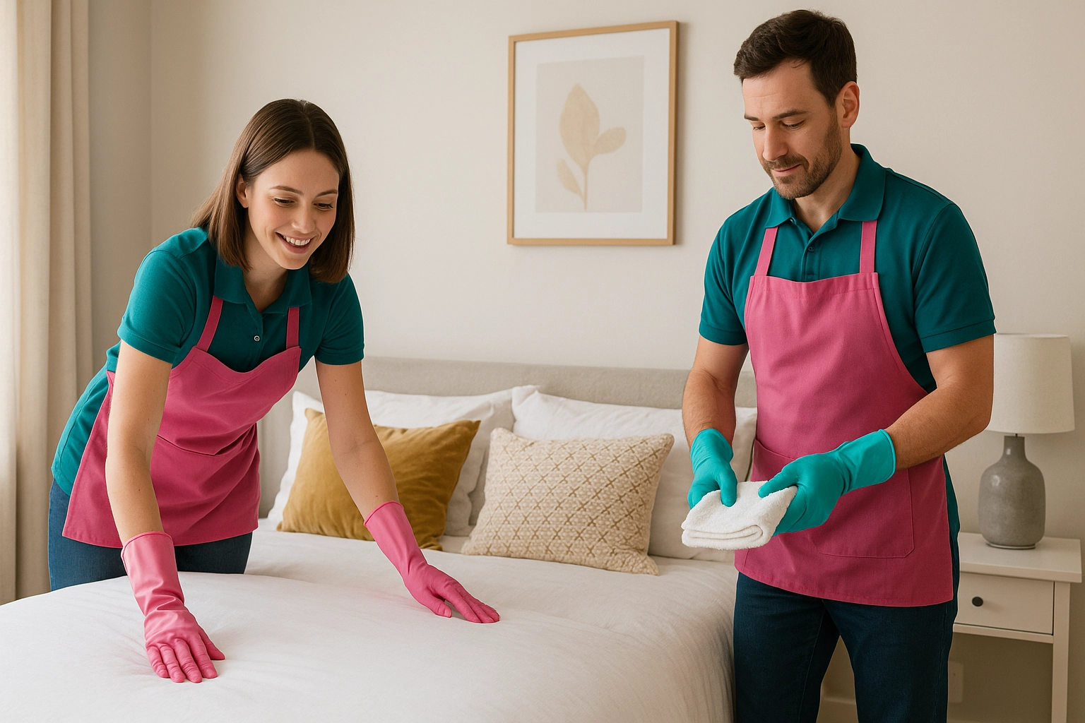 Airbnb turnover cleaning in Birmingham — hotel-style setup with linen and restock